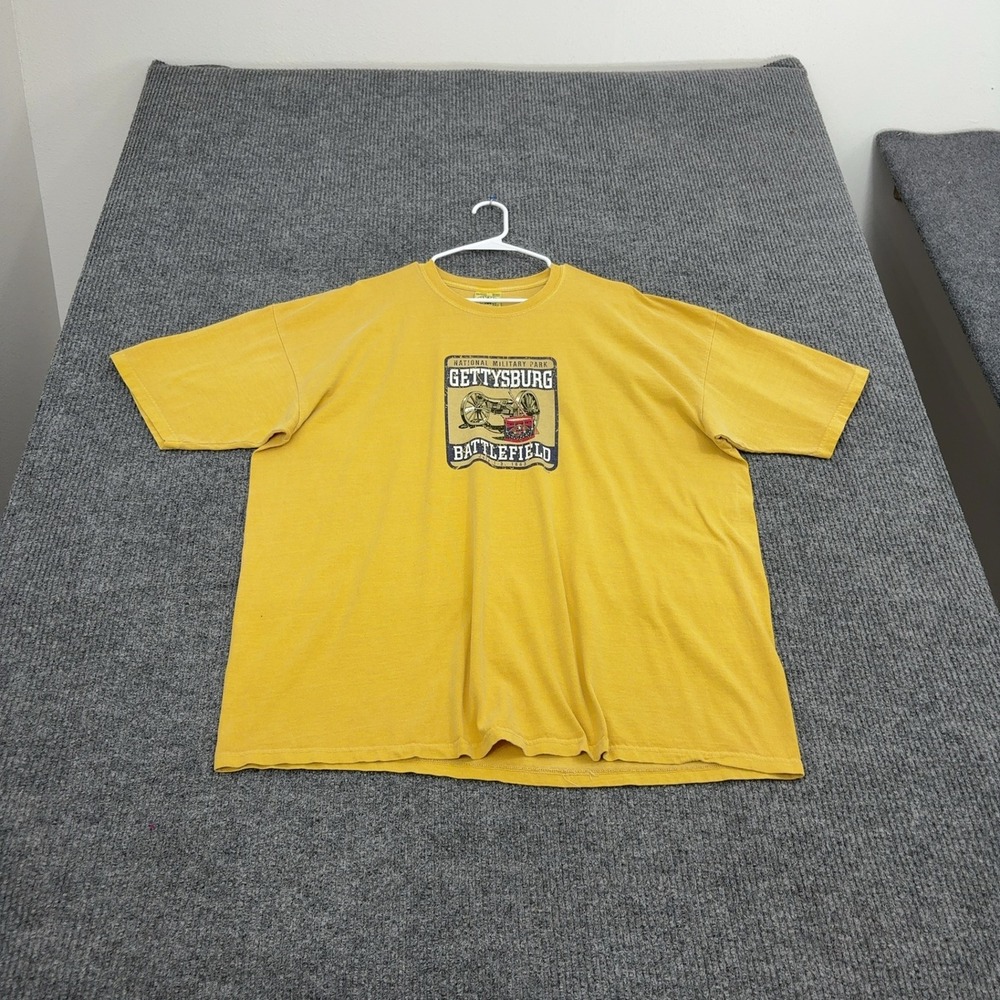 Gettysburg Authentic Pigment T Shirt Mens 2XL Yellow Cotton Graphic Souvenir Tee